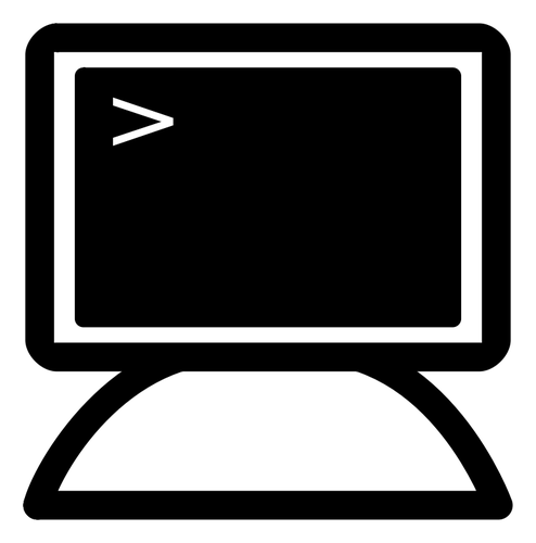 Dessin de la fenêtre de terminal monochrome sur PC icon vectoriel