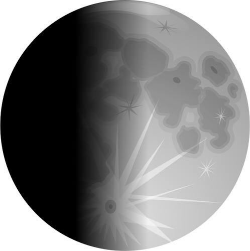 Vektor-ClipArt-Grafik der Hälfte beleuchtet Mond