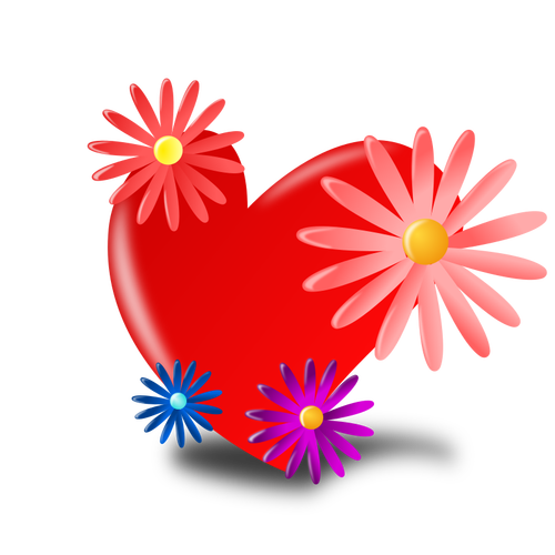 Coeur avec fleurs vector image