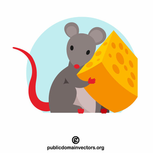 Mouse holding a piece of cheese