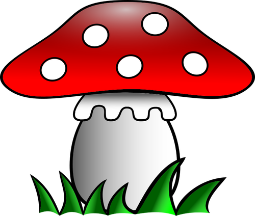 Merah jamur di rumput