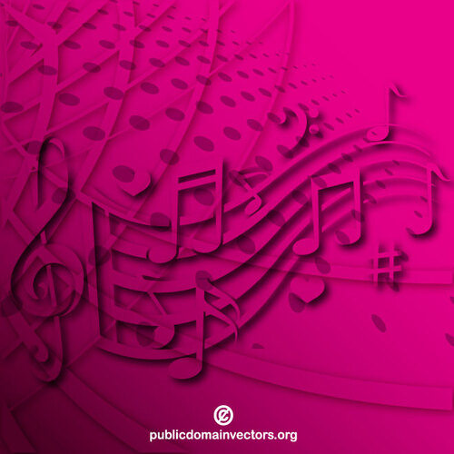 Fondo rosa con notas musicales