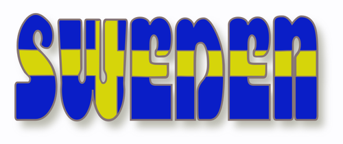 瑞典国旗插在瑞典一词