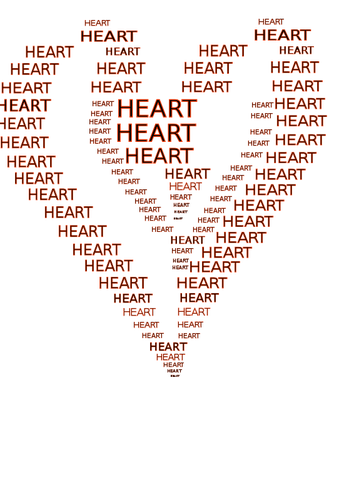 Sydämen muoto, joka on jäsennys sanoilla vektorikuva