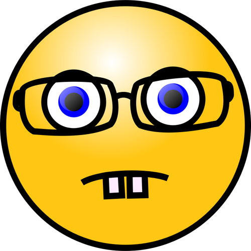 Clip-art vector de emoticon cara nerd