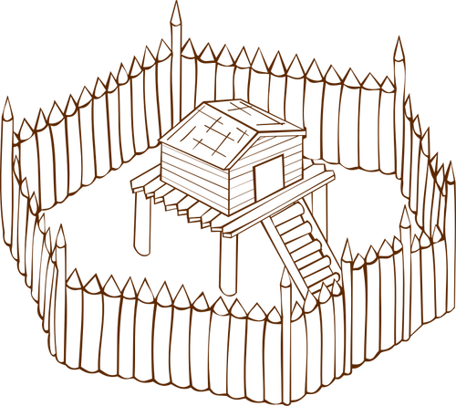 الرسومات المتجهة من دور لعب لعبة خريطة رمز لحصن خشبي