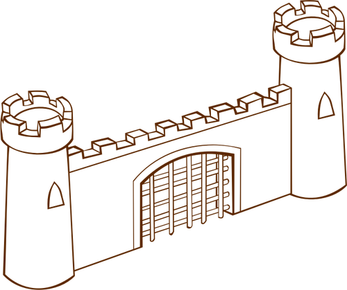 Ilustração em vetor de papel jogar ícone mapa do jogo para um portão de Fortaleza