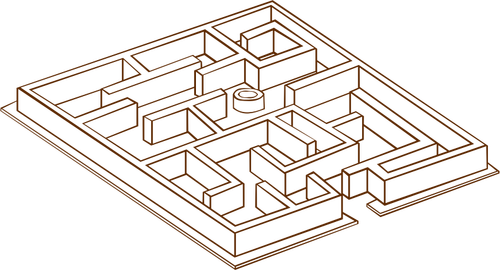 Vektor ClipArt roll spela spel karta ikon för en labyrint