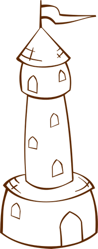 رسم متجه من دور لعب لعبة خريطة رمز لبرج دائري مع العلم