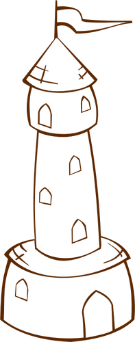 Vektorgrafik Rolle spielen Spiel Kartensymbol für ein Rundturm mit einem flag