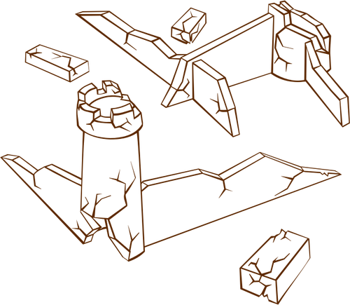 Vektor-Bild der Rolle spielen Spiel Kartensymbol für Ruinen