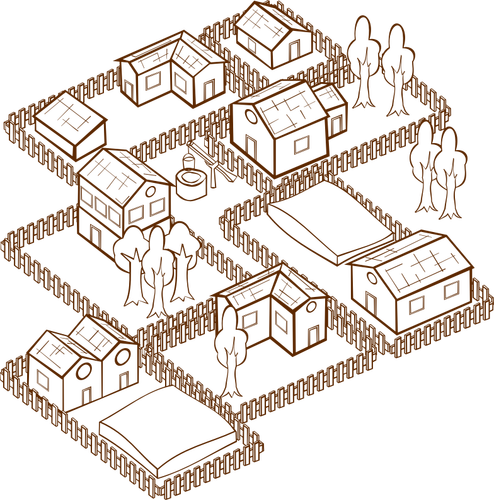 Vector de la imagen del papel juega icono de mapa del juego para un pueblo
