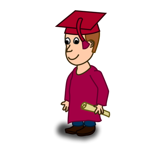 Image vectorielle de graduation étudiant personnage de bande dessinée