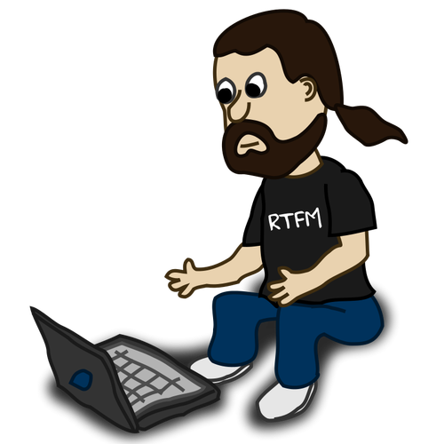 Personaj de benzi desenate cu o ilustraţie vectorială laptop