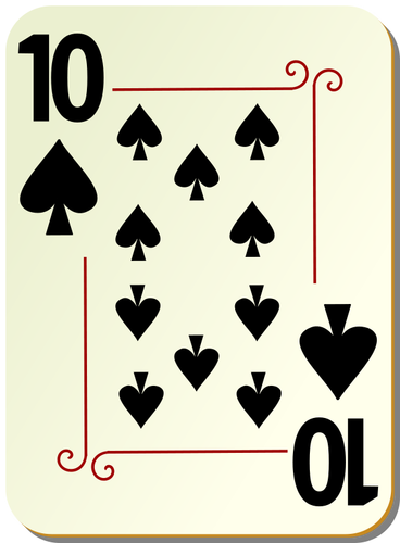 Sepuluh sekop bermain kartu vektor ilustrasi