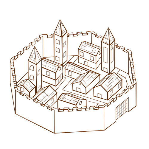 墙壁 RPG 地图符号矢量图像的城市