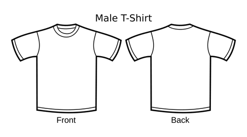 Mannelijke t-shirt sjabloon vector tekening