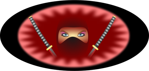 Femme ninja en illustration vectorielle rouge