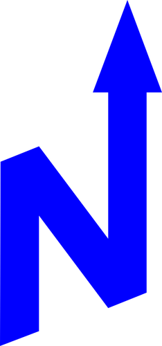 Sininen N osoittaa "pohjoiseen".