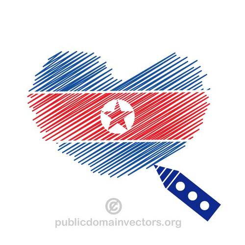 Bandera de Corea del norte con forma de corazón