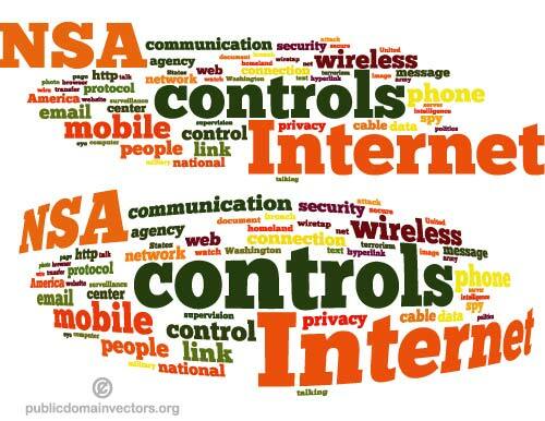 NSA besturingselementen Internet word cloud vector