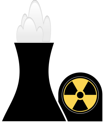 Ydinvoimalan musta ja keltainen clipart-kuva