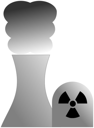 Clip-art de energia nuclear planta em escala de cinza sinal Vector