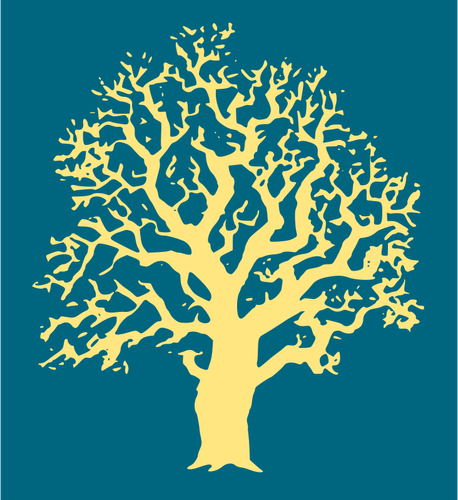 Clipart vetorial da oaktree silhueta em amarelo