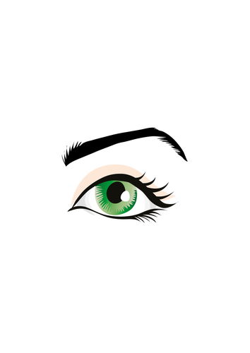 Ilustración de vector de ojo verde con sombra rosa