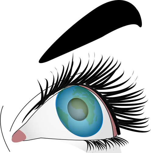 Illustration of close-up of a blue female eye