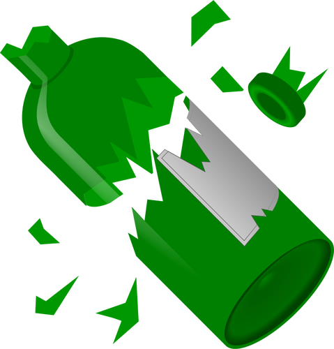 Podzielone na kawałki zielonej butelce grafikę wektorową