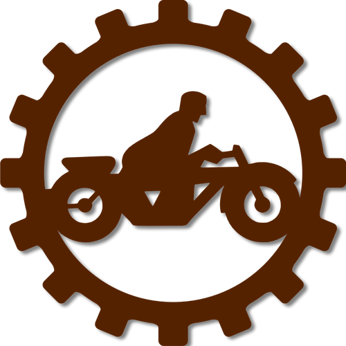 Motorrad-Fahrer in einem Zahnrad Zeichen Vektor-Bild