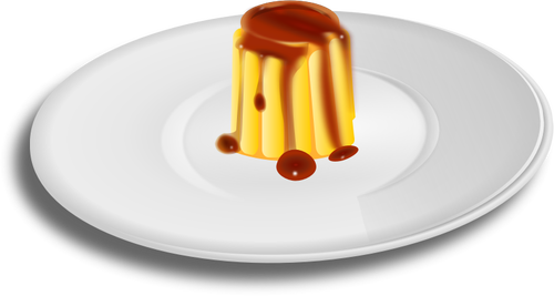 Clipart vetorial de crème caramelo na dinnerplate