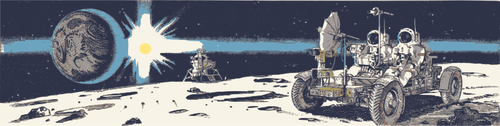 2 宇宙飛行士が月面にベクトル イラスト