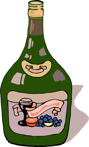 Image vectorielle raisin bouteille de vin