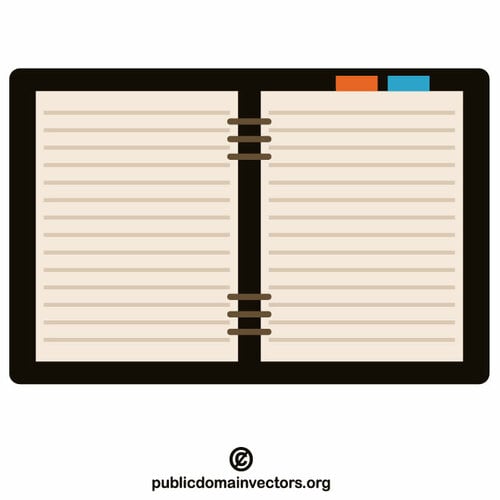 Icono vectorial de bloc de notas abierto