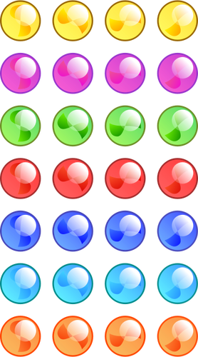 7 x 5 glänzend farbigen Murmeln Vektorgrafiken