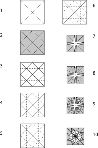 Origami सजावट निर्देश चित्रण वेक्टर