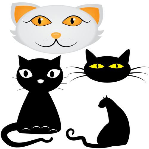 Quatre chat visages vector clipart