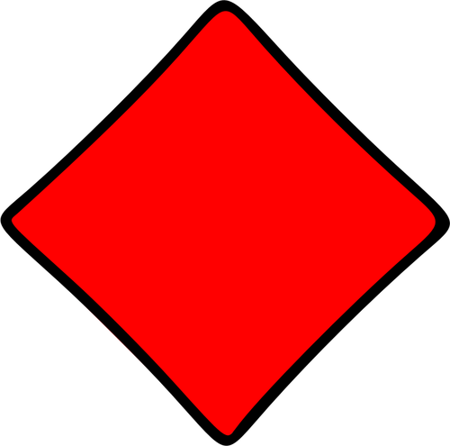輪郭を描かれた赤のひし形トランプ シンボル ベクトル クリップ アート