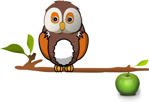 Chouette sur apple branche vector clipart