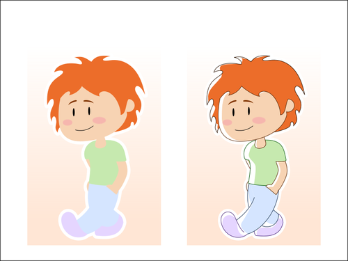 Ilustraţie vectorială de desene animate băiat în pastel haine