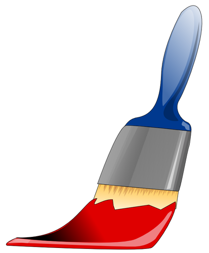 Cepillo de pintura con la ilustración del vector de pintura roja