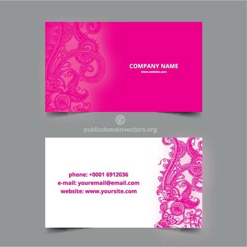 Carte de vizită roz cu desen floral
