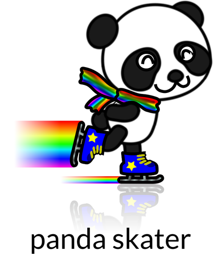 Vektorbild av rainbow trailpanda skridsko