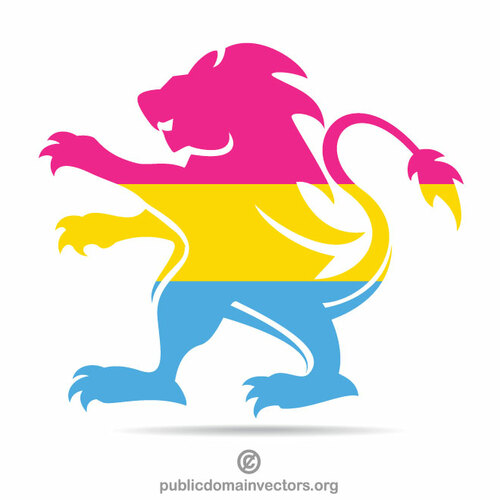 Pansexual pride flag heraldic lion