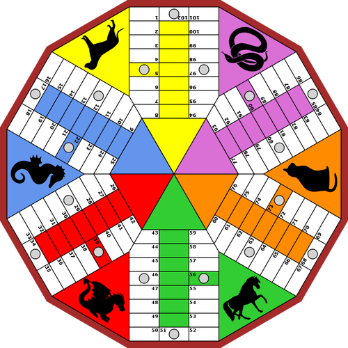 Vektor-ClipArt-Grafik des 6-Spieler-Parcheeis board
