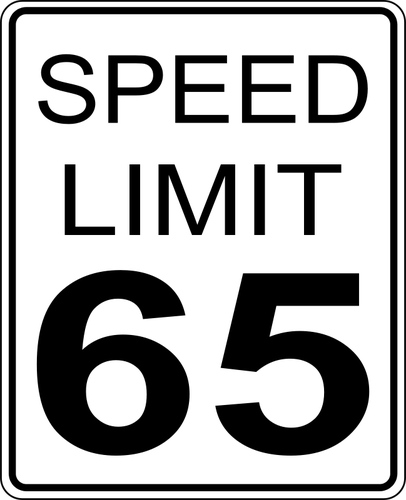 Límite de velocidad 65 roadsign vector de la imagen