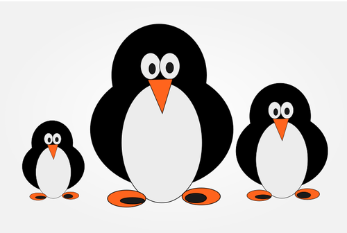 色のペンギン家族クリップアート