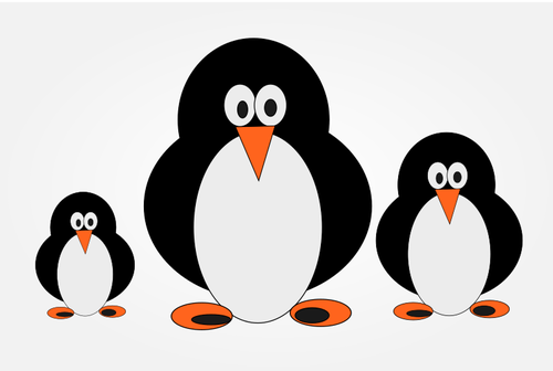 Penguin Familia imágenes prediseñadas en color